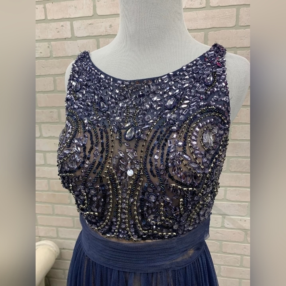 Fiesta Fashion Backless Navy Blue & Nude Dress - Picture 10 of 16
